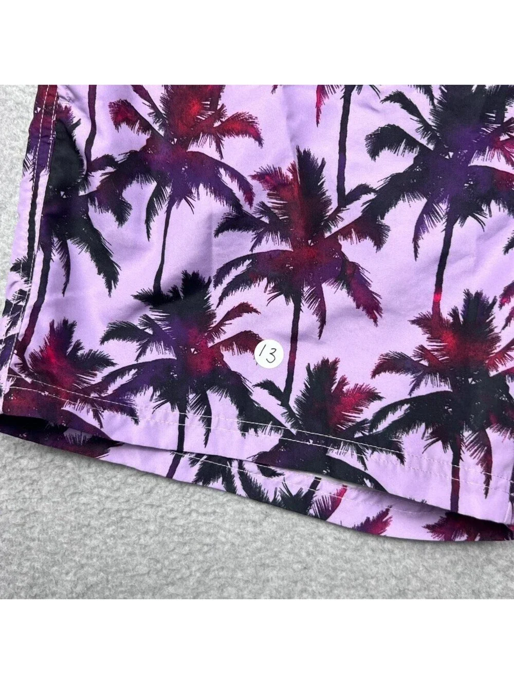 Primark Mens Purple Palm Tree Swim Trunks Board Shorts XL Beach Y2K Surf Vaca